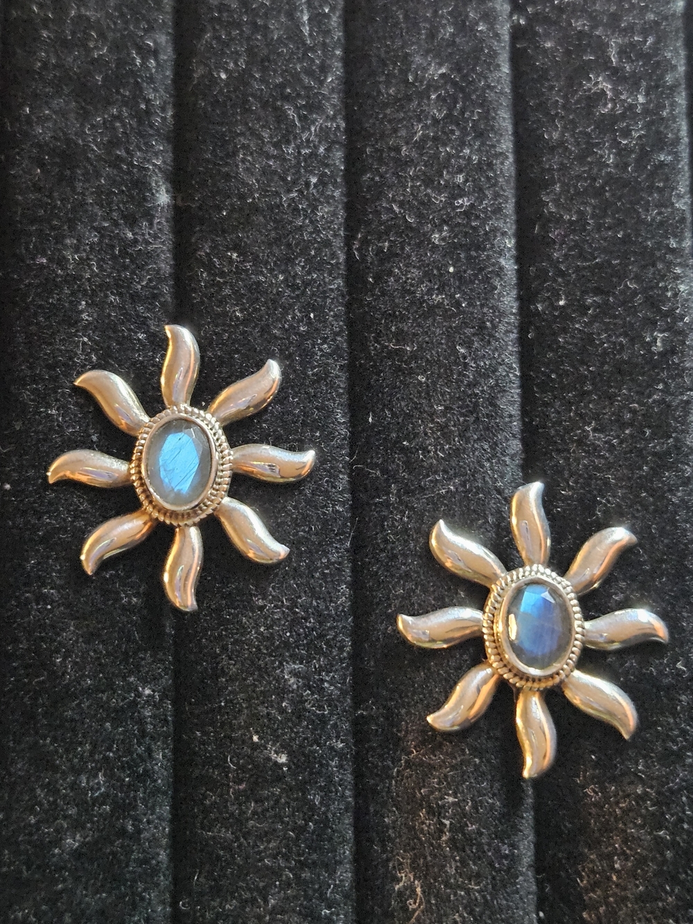 925S Sunburst Earrings with Lab Cabochons